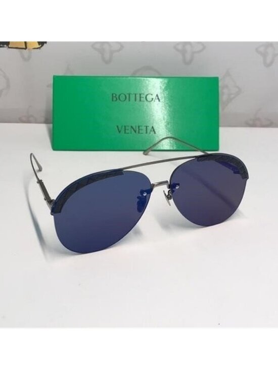 New Authentic Bottega Veneta BV0242S 003 Sunglasses – Blue Pilot Aviator